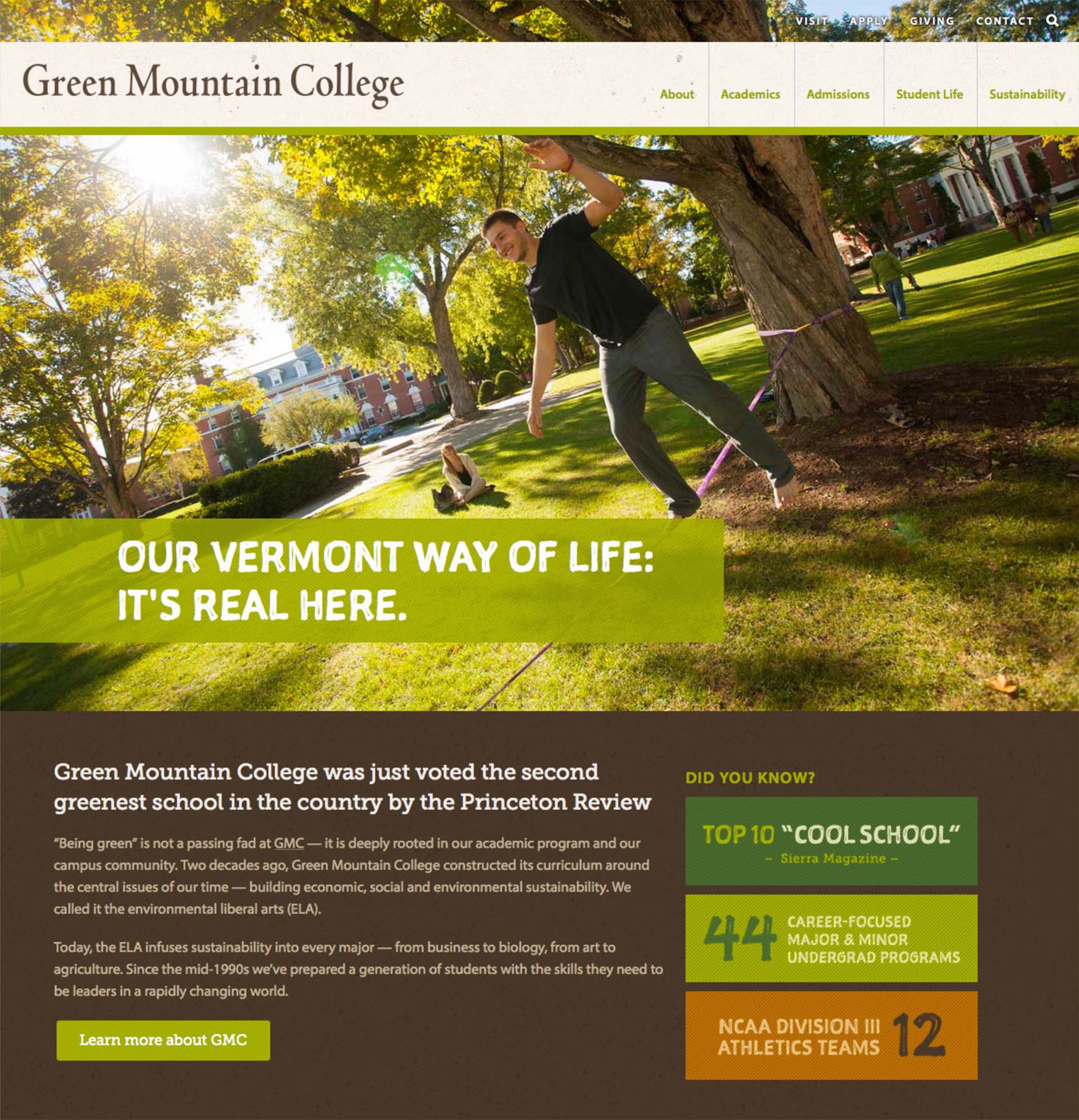 Green Mountain College homepage