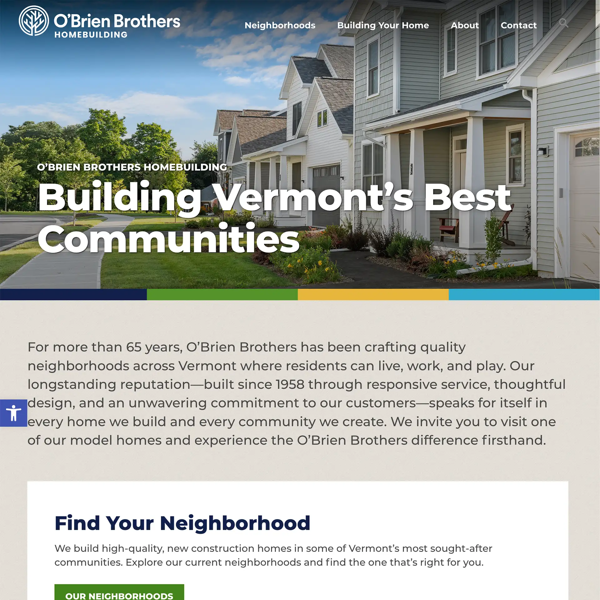 obhb homebuilding website homepage screenshot